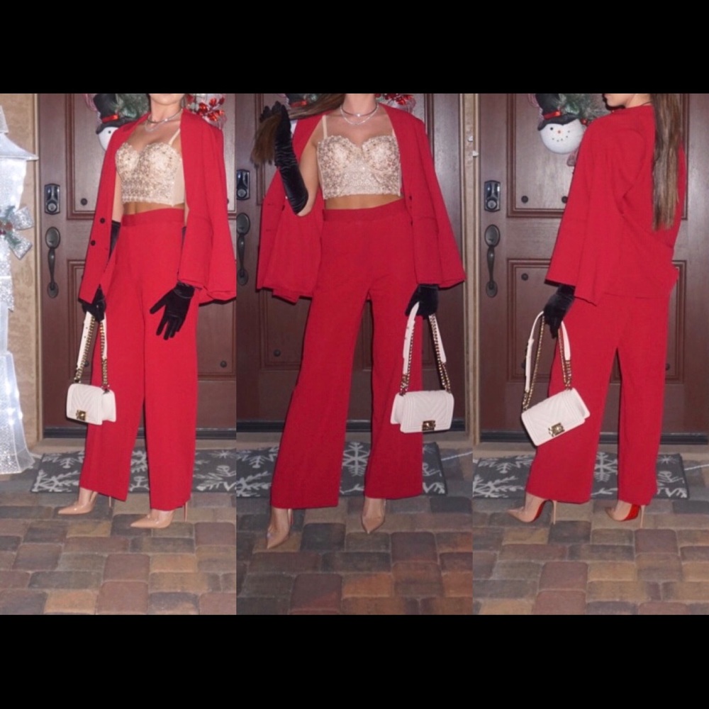 Topshop red suit set